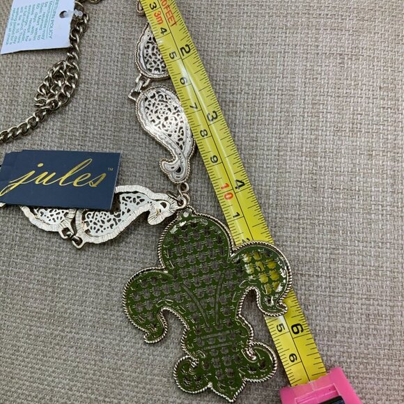Jules NWT Fleur De Lis Gold Tone Chain Necklace - Picture 6 of 7